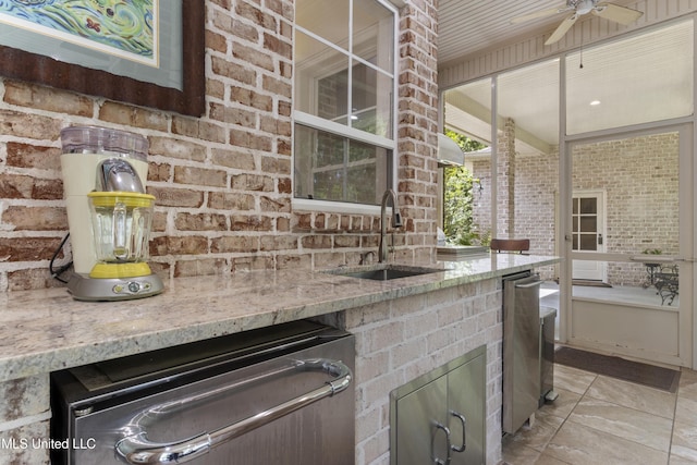6416 Oliwa Pl, Diamondhead, MS 39525 - view of patio with a ceiling fan and an outdoor kitchen