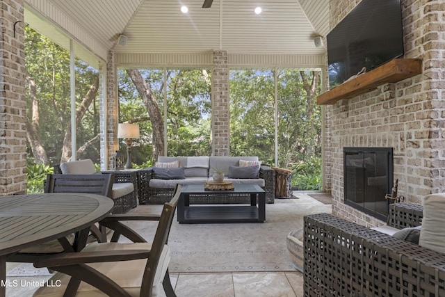 6416 Oliwa Pl, Diamondhead, MS 39525 - view of patio with an outdoor living space with a fireplace