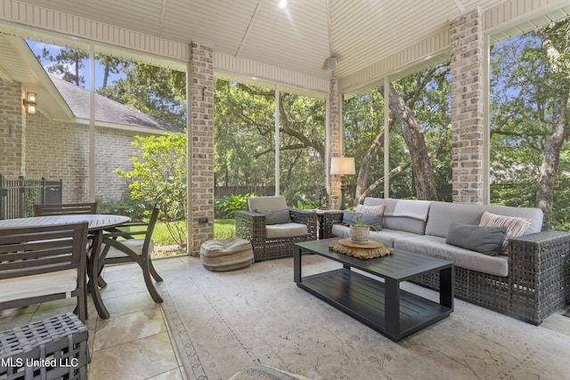 6416 Oliwa Pl, Diamondhead, MS 39525 - sunroom featuring an outdoor hangout area and outdoor dining area
