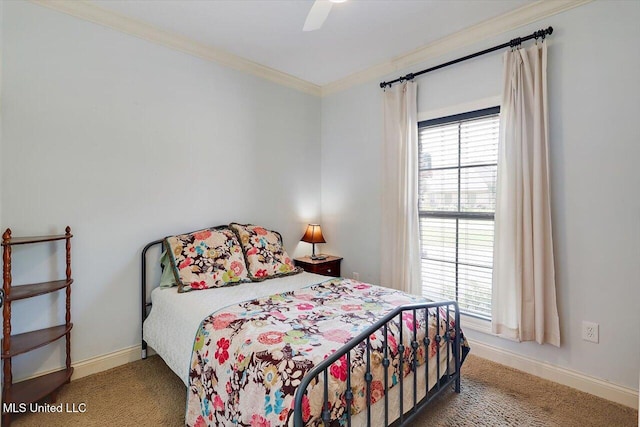 159 Stillhouse Creek Dr, Madison, MS 39110 - bedroom featuring ornamental molding, carpet flooring, baseboards, and a ceiling fan