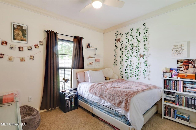 159 Stillhouse Creek Dr, Madison, MS 39110 - bedroom featuring carpet flooring, ornamental molding, and a ceiling fan