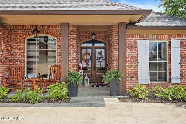 159 Stillhouse Creek Dr, Madison, MS 39110 - doorway to property with a shingled roof, brick siding, and french doors