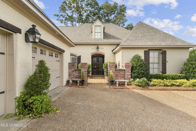 property entrance with a garage