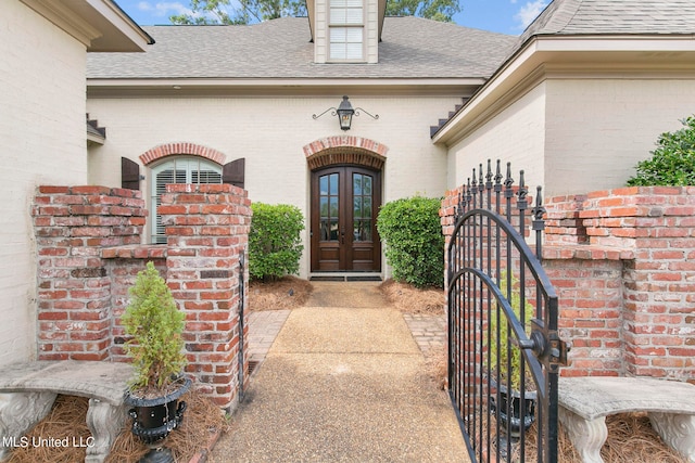 property entrance with french doors