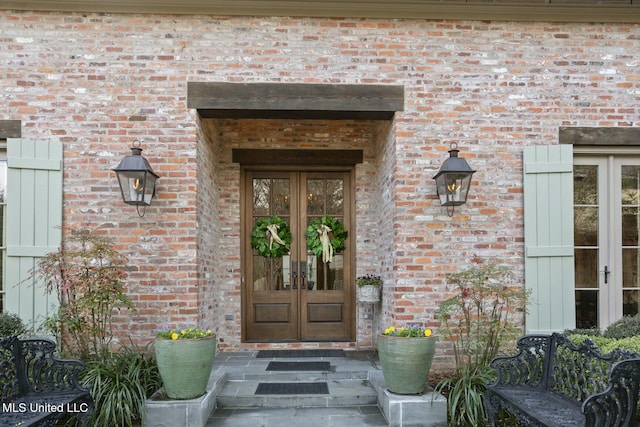 property entrance with french doors