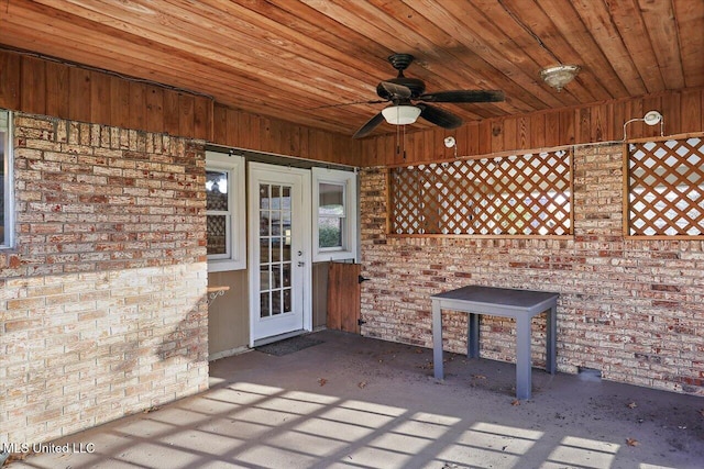 view of patio / terrace with ceiling fan and french doors