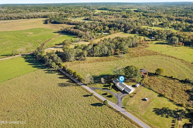 bird's eye view featuring a rural view