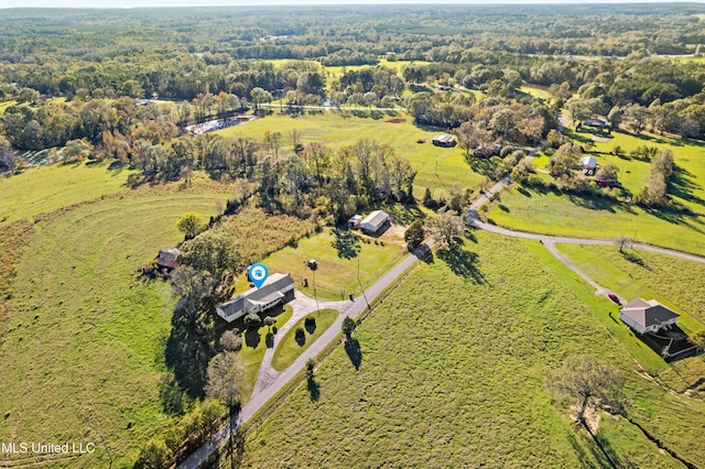 bird's eye view featuring a rural view