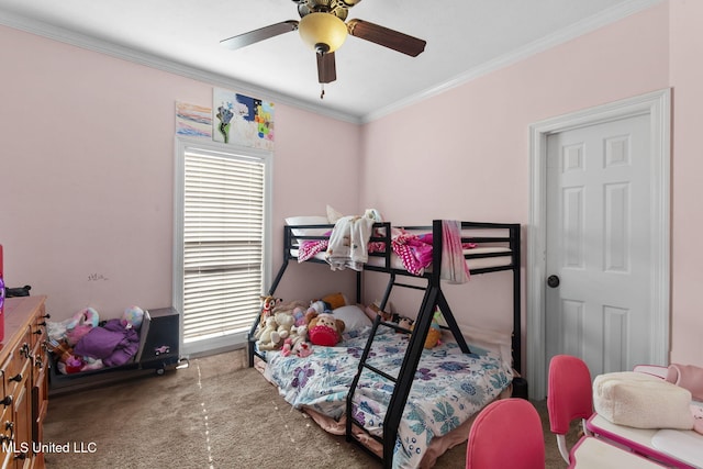 169 Beechwood Cir, Pearl, MS 39208 - carpeted bedroom featuring ornamental molding and a ceiling fan