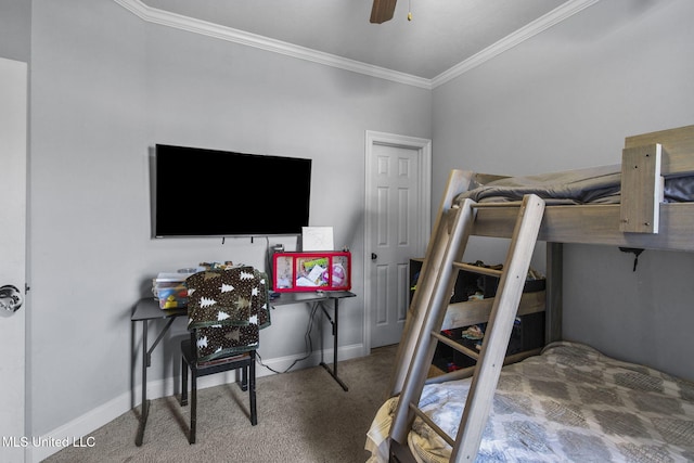 169 Beechwood Cir, Pearl, MS 39208 - carpeted bedroom featuring crown molding, baseboards, and ceiling fan