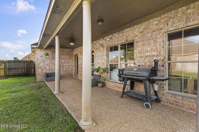 169 Beechwood Cir, Pearl, MS 39208 - view of patio with grilling area and ceiling fan