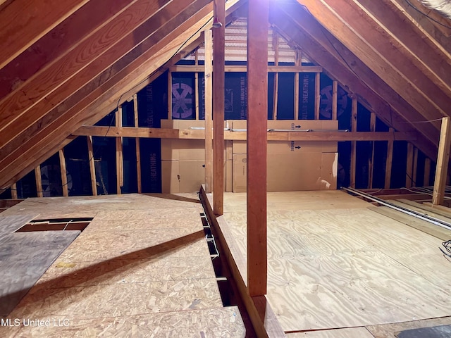 view of unfinished attic