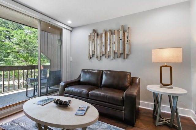 123A Lakeside Villa Dr Unit C, Diamondhead, MS 39525 - living area with floor to ceiling windows, a wealth of natural light, baseboards, and wood finished floors
