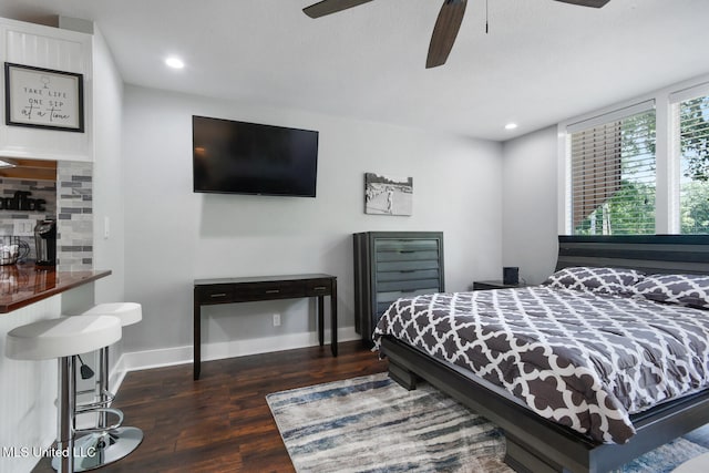 123A Lakeside Villa Dr Unit C, Diamondhead, MS 39525 - bedroom featuring a ceiling fan, recessed lighting, baseboards, and wood finished floors