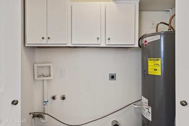 122 Carroll Ave, Long Beach, MS 39560 - laundry room with electric water heater, electric dryer hookup, cabinet space, and hookup for a washing machine