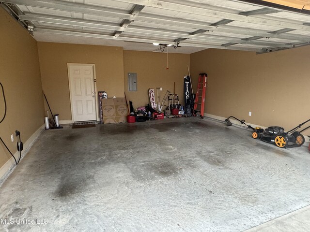 garage with electric panel
