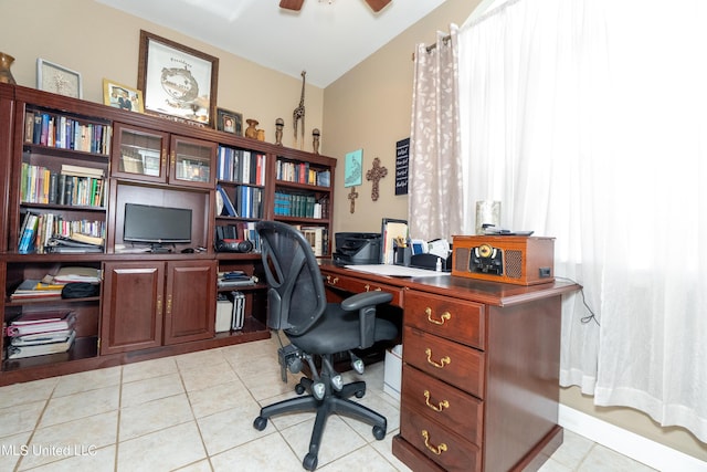 701 S Hill Ct, Biloxi, MS 39532 - home office with light tile patterned floors and a ceiling fan