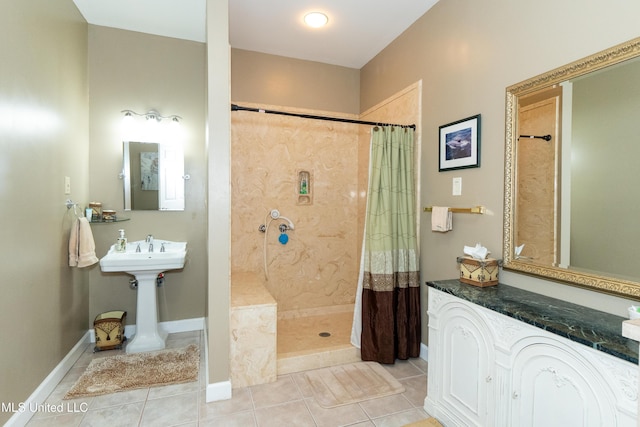 701 S Hill Ct, Biloxi, MS 39532 - full bath with tile patterned floors and tiled shower