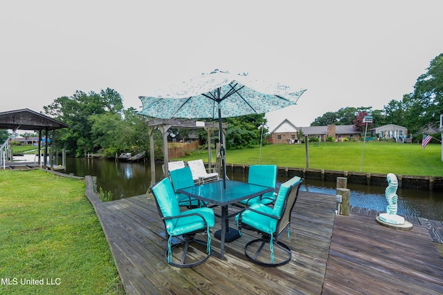 701 S Hill Ct, Biloxi, MS 39532 - dock featuring a water view and a lawn
