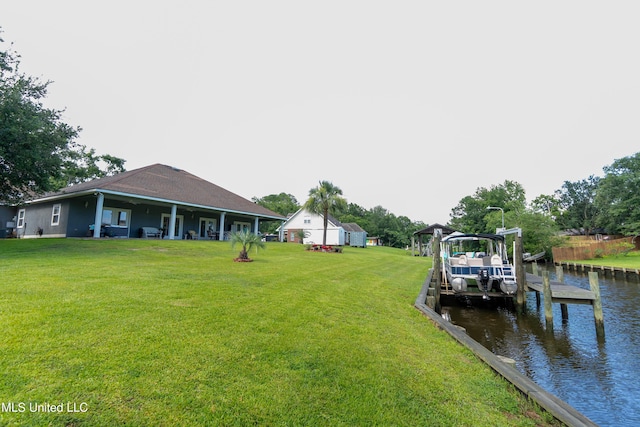 701 S Hill Ct, Biloxi, MS 39532 - dock with a water view and a lawn