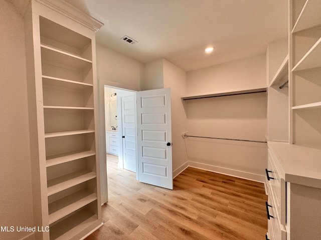 spacious closet with wood-type flooring