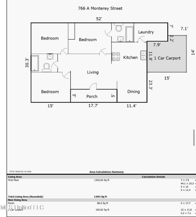 766 Monterey St A-B, Unit A-B Jackson, MS 39204 - room layout