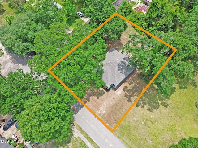 305 First Ave, New Augusta, MS 39462 - aerial view of property and surrounding area featuring property parcel outlined