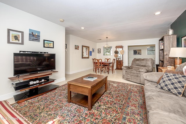 view of tiled living room