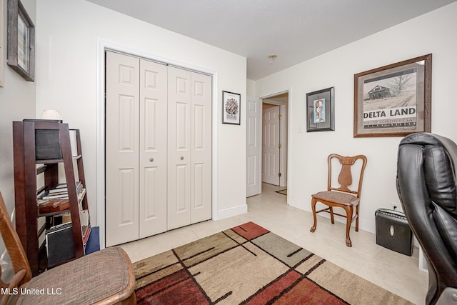 view of tiled home office