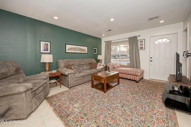 view of tiled living room