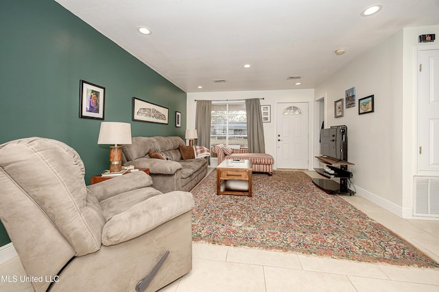 view of tiled living room