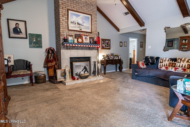 766 Whitney Dr, Biloxi, MS 39532 - carpeted living area with a fireplace and baseboards