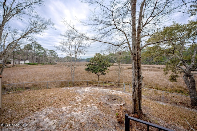 view of yard with a rural view