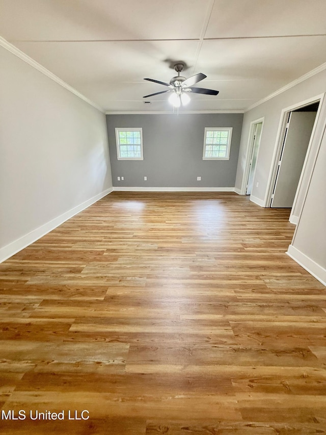119 Chinquipin Ln, Florence, MS 39073 - spare room with ornamental molding, ceiling fan, and light wood-style floors