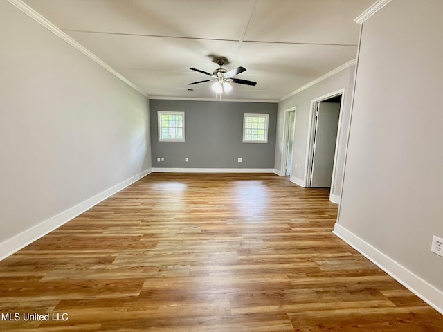 119 Chinquipin Ln, Florence, MS 39073 - unfurnished room featuring ornamental molding, ceiling fan, and wood finished floors