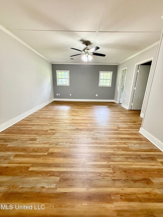 119 Chinquipin Ln, Florence, MS 39073 - unfurnished room featuring crown molding, ceiling fan, healthy amount of natural light, and light wood finished floors