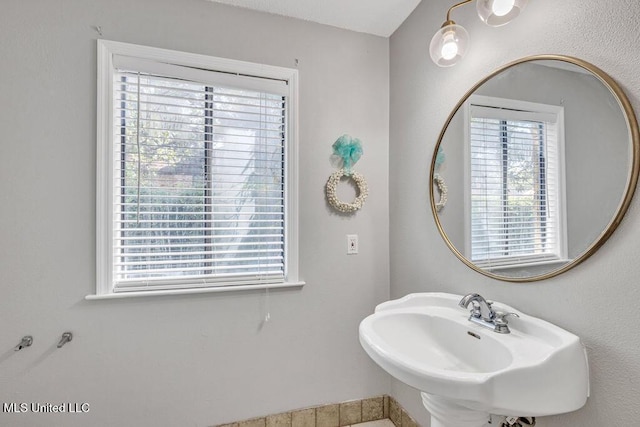 bathroom with a wealth of natural light and a sink