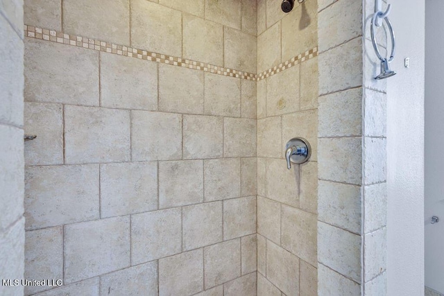 details with a tile shower