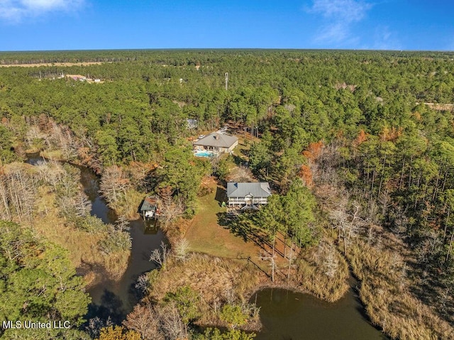 bird's eye view featuring a water view