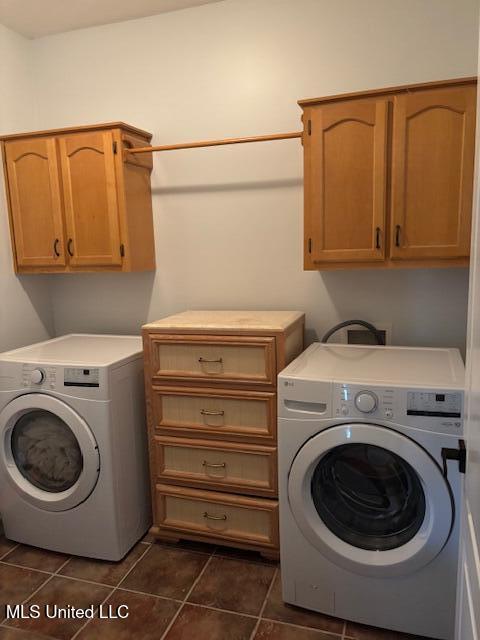 220 Forked Creek Pkwy, Hernando, MS 38632 - laundry area with cabinet space and dark tile patterned floors
