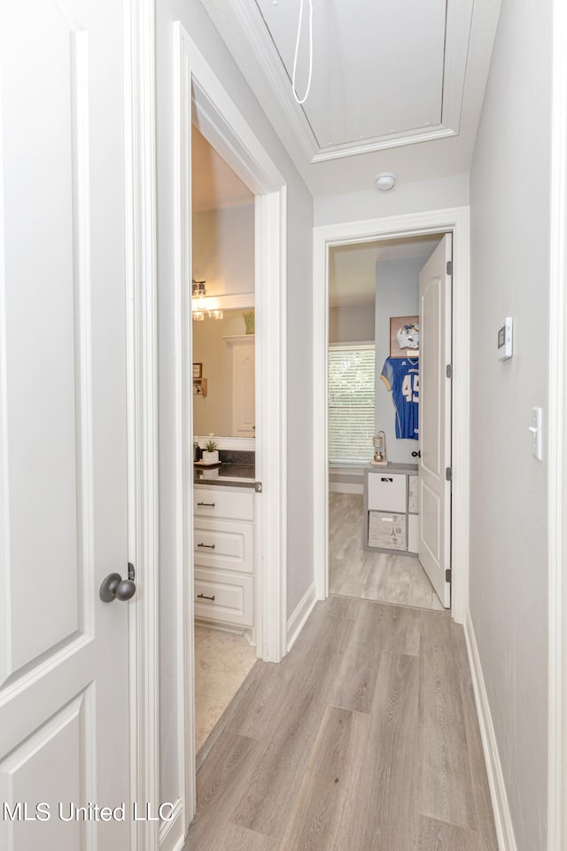 hall featuring light hardwood / wood-style flooring