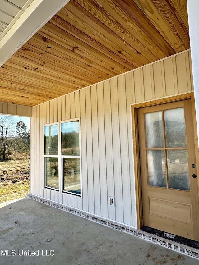 exterior space with board and batten siding