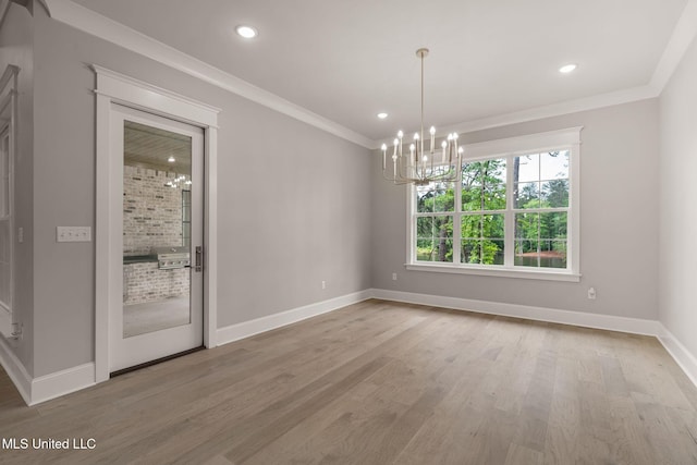 9 Sanctuary Ln, Sumrall, MS 39482 - unfurnished room featuring recessed lighting, baseboards, an inviting chandelier, and light wood-type flooring