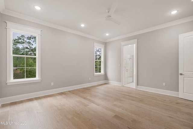 9 Sanctuary Ln, Sumrall, MS 39482 - unfurnished bedroom featuring baseboards, multiple windows, light wood-style flooring, and ornamental molding
