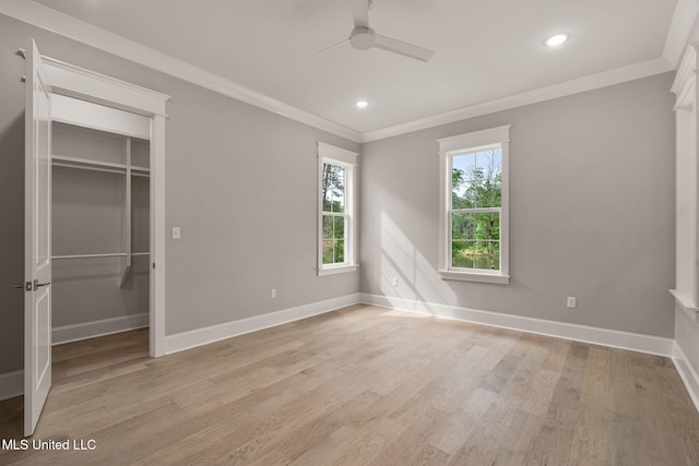 9 Sanctuary Ln, Sumrall, MS 39482 - unfurnished bedroom featuring crown molding, recessed lighting, baseboards, and light wood-type flooring