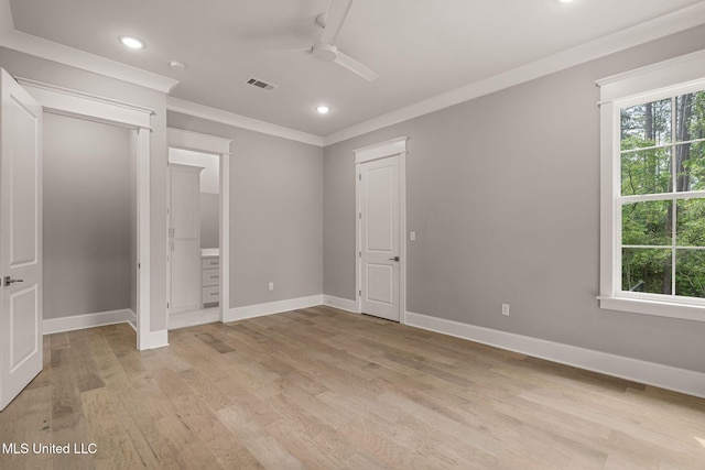 9 Sanctuary Ln, Sumrall, MS 39482 - unfurnished bedroom with baseboards, recessed lighting, light wood-style flooring, and ornamental molding
