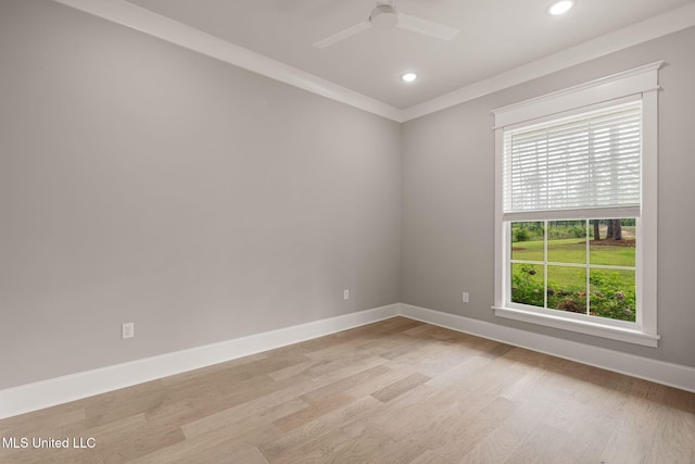 9 Sanctuary Ln, Sumrall, MS 39482 - empty room with baseboards, recessed lighting, light wood finished floors, and ceiling fan