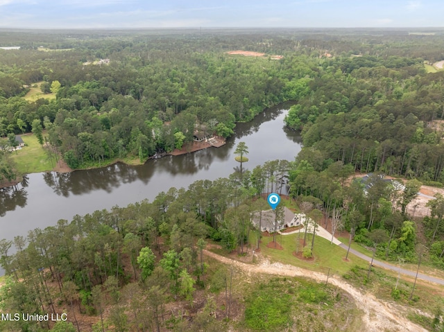 9 Sanctuary Ln, Sumrall, MS 39482 - aerial view with a water view and a wooded view