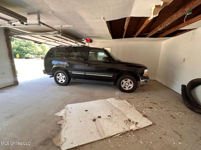 garage with a garage door opener