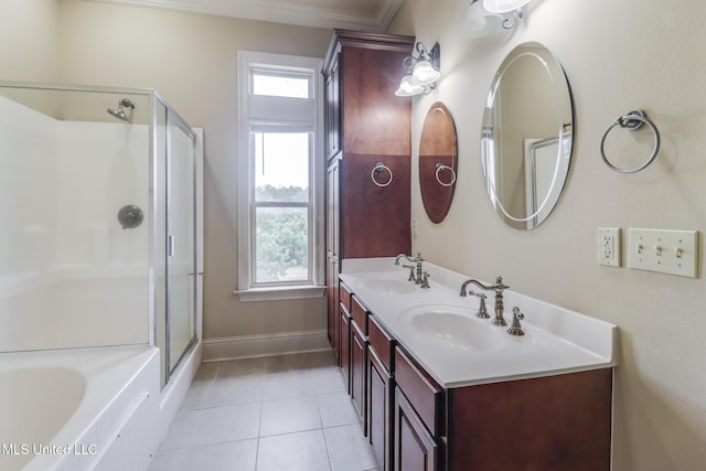 25 Oak Alley Ln Unit 25, Long Beach, MS 39560 - full bath with an enclosed shower, double vanity, tile patterned floors, and a tub